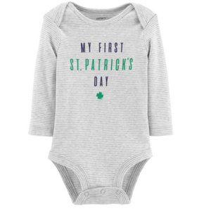 Grey My First St Patricks Day Bodysuit Boys Girls Baby 1st Holiday Creeper